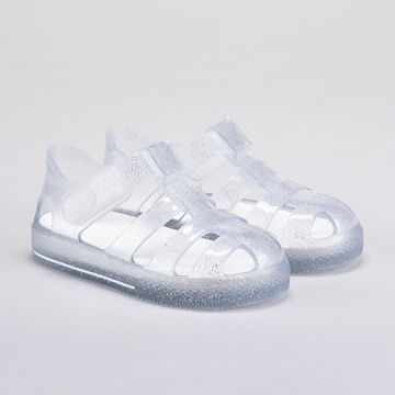 Igor Star Glitter-Şeffaf Işıltılı Çocuk Cırtlı Sandalet