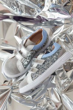 Flashy-Gümüş Pullu Simli Spor Ayakkabısı
