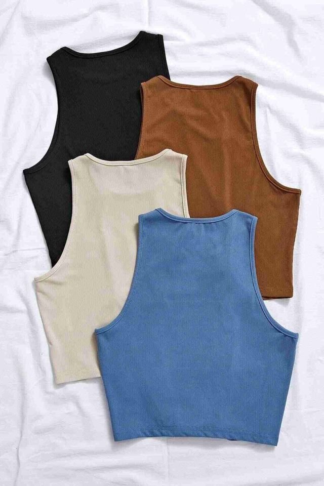 Merry See Tek Renk 1 Adet Kadın Kolsuz Örme Kumaş Bluz Crop Kahverengi