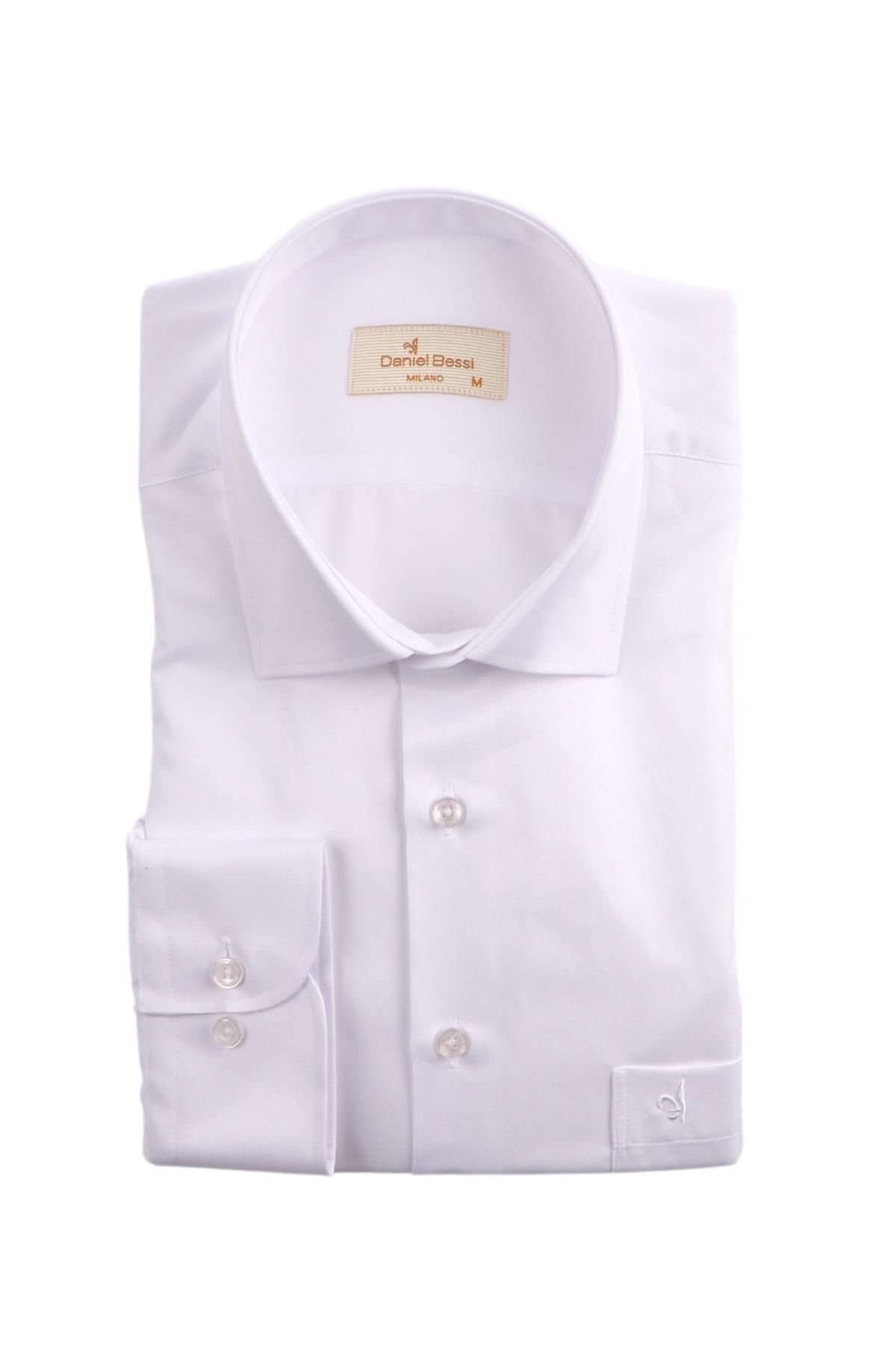 Klasik Kesim Uzun Kollu Beyaz Erkek Gömlek 460-002