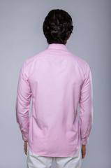 Slim Fit Uzun Kollu Çizgili Pembe Erkek Gömlek 505-358