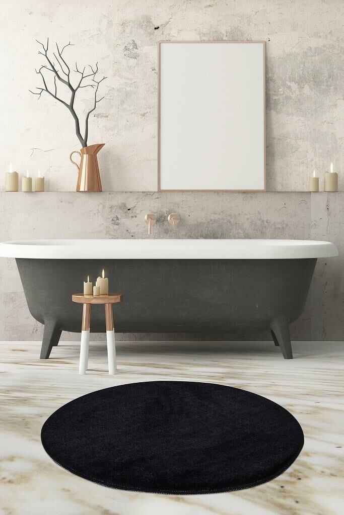 Chilai Home Havai Siyah Yuvarlak Banyo Paspası Akrilik Halı