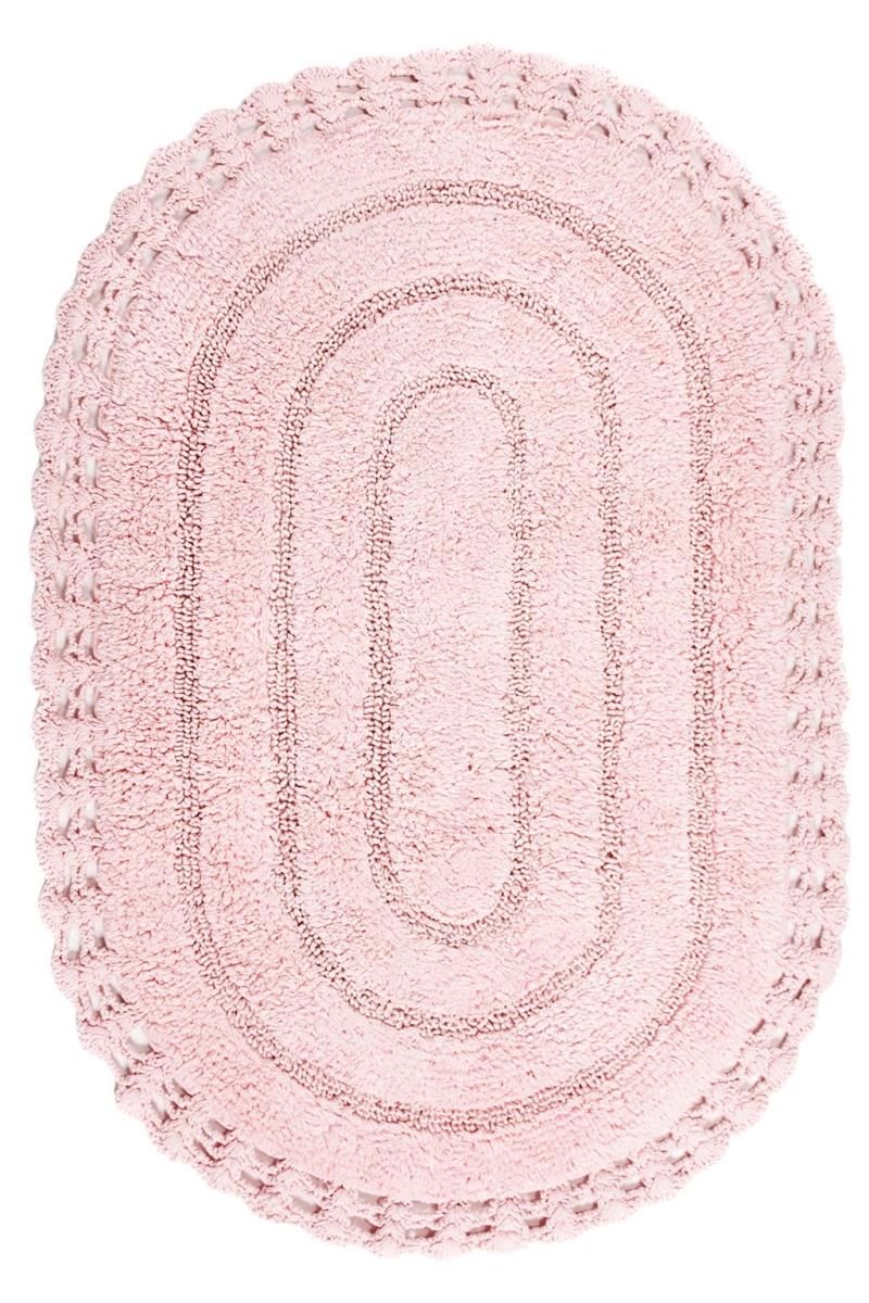 Giz Home Lace Oval El Yapımı Pamuklu Banyo Paspası Pembe