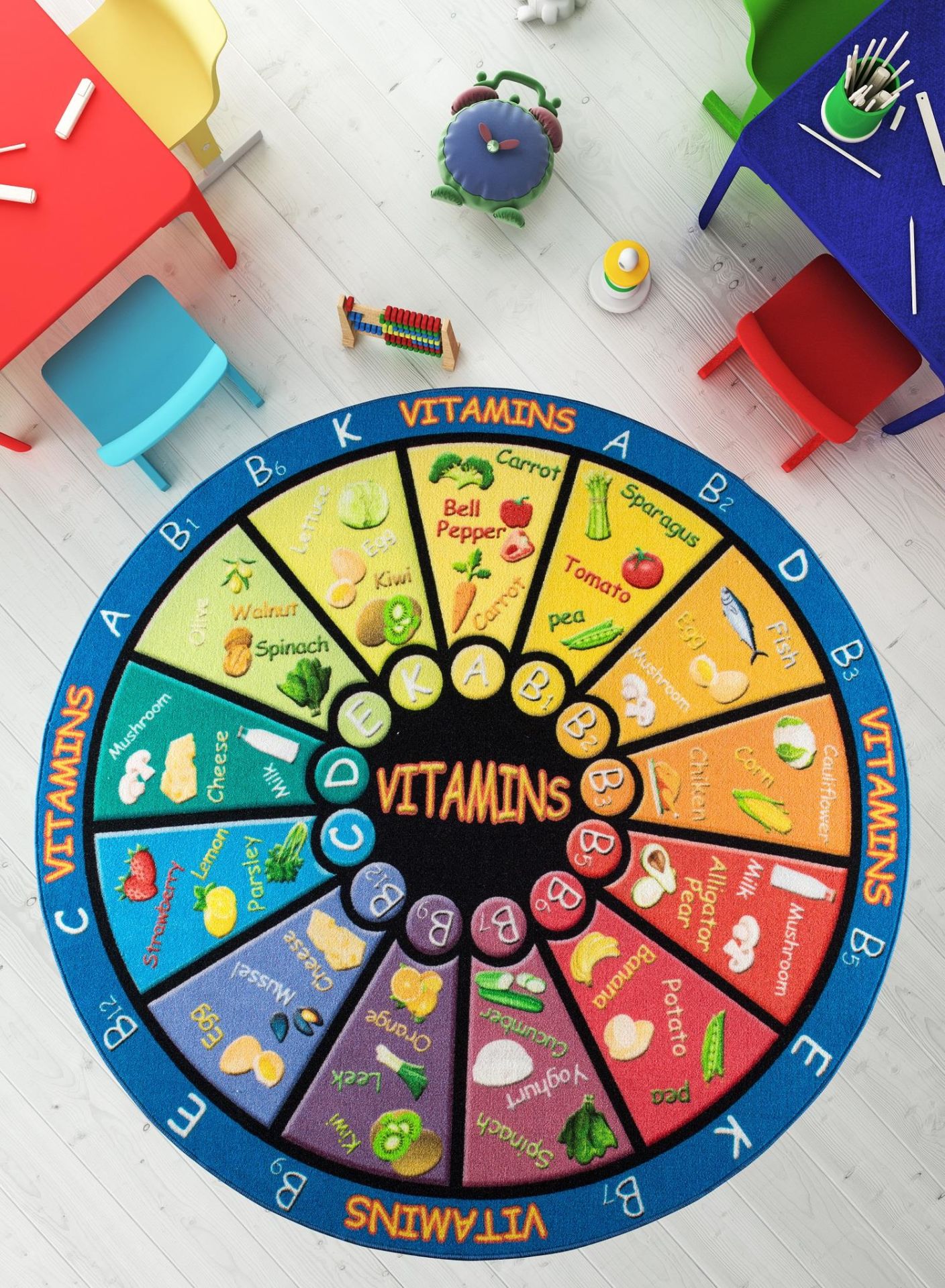 Confetti Vitamins Çocuk Odası Anaokulu Eğitici Oyun Halısı