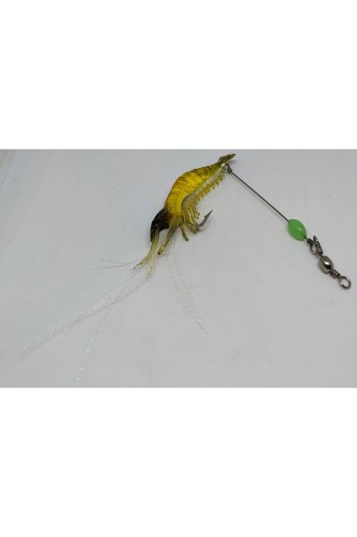 Oskar Karides Shrimp Sahte Silikon Balık Yemi Fosforlu Kancalı 7.5 Cm