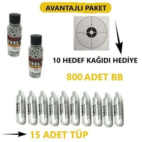 4.5 mm Çelik Bilye 2 Paket 15 Adet Co2 Tüp