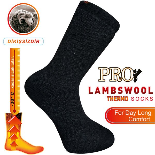 13903 Huskey Havlu Lambswool Erkek Çorabı Siyah 41-44