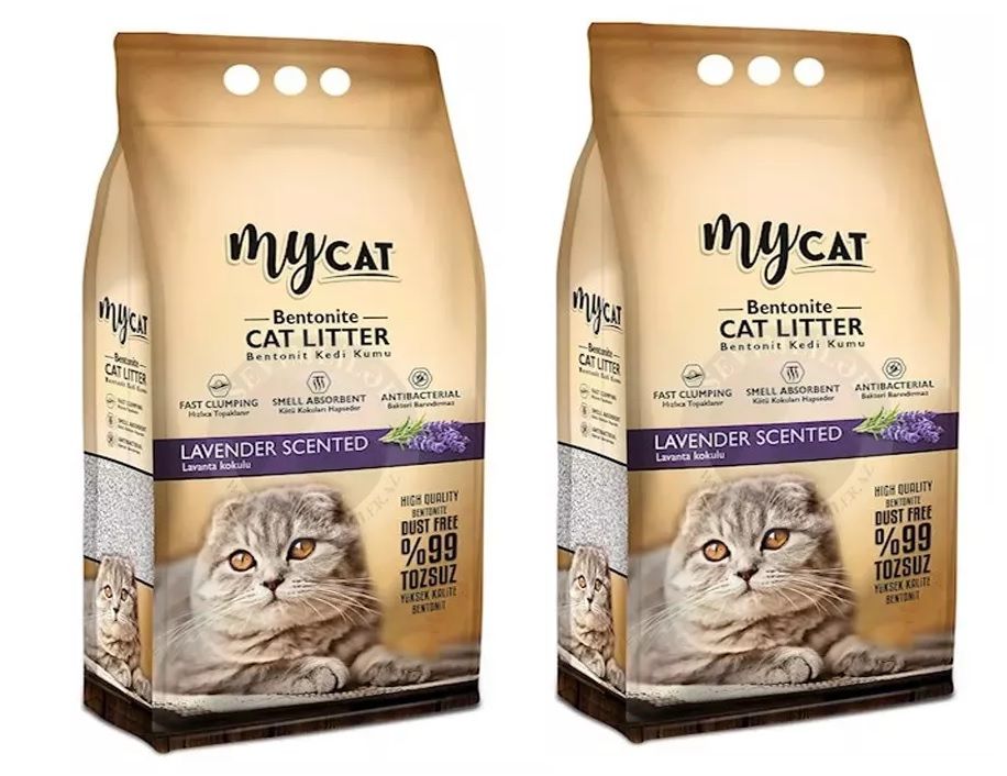 Mycat Lavanta Kokulu Ince Tane Topaklaşan Kedi Kumu 5 lt x 2 Adet