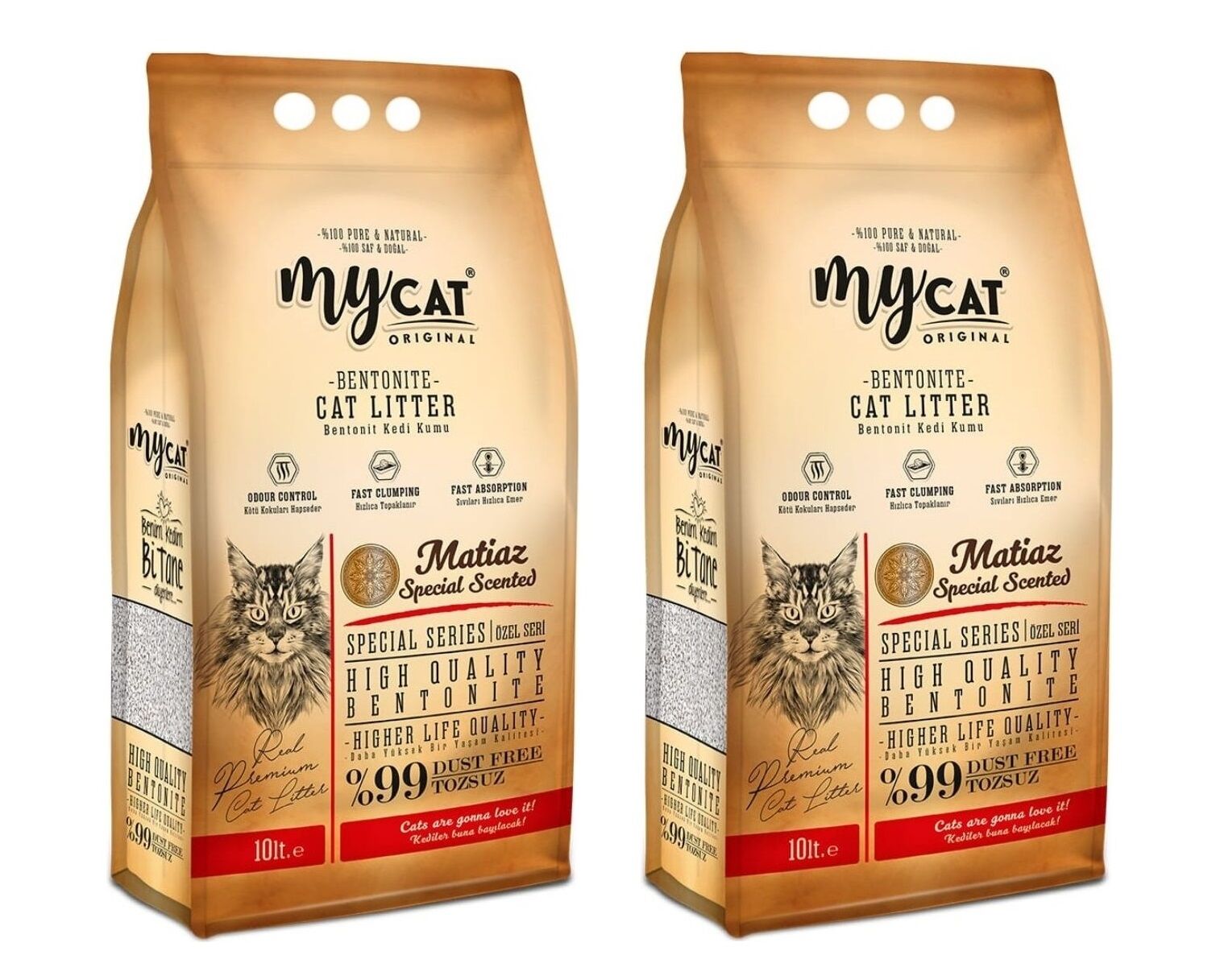 Mycat Bentonit Matiaz Special Kokulu Ince Tane Kedi Kumu 10 lt x 2 Adet