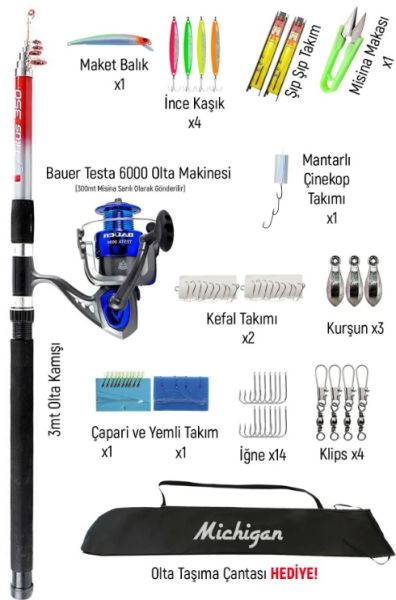 Yetişkinler İçin Tam Takım Hobi Kıyı Olta Seti 3 Metre