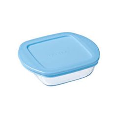 Pyrex 210PAV3/6246 Kare Mavi Kapaklı Cam Saklama Kabı 0,35 LT