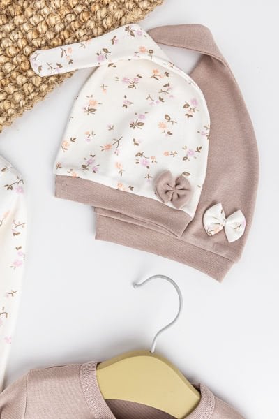 Çiçek Desenli 2'li Uzun Kollu Kız Bebek Tulum Takım