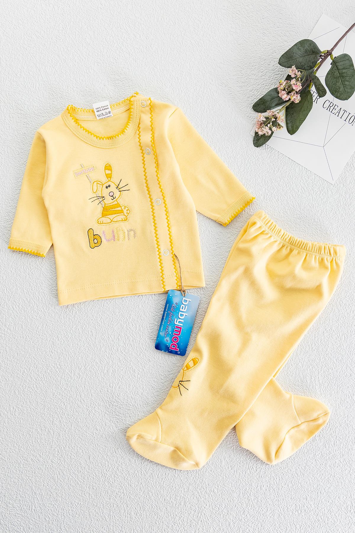 Önden Çıtçıtlı Tavşan Figürlü İkili Bebek Takımı