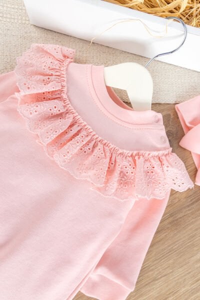 Fisto Yakalı Fiyonklu Bandanalı Kız Bebek Tulum