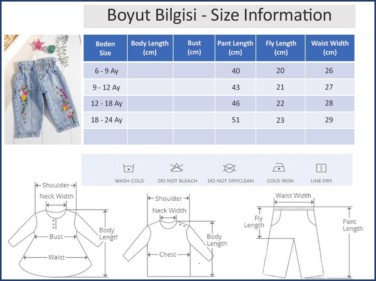 Flamingo Ponponlu Kız Bebek Denim Pantolon Beyaz