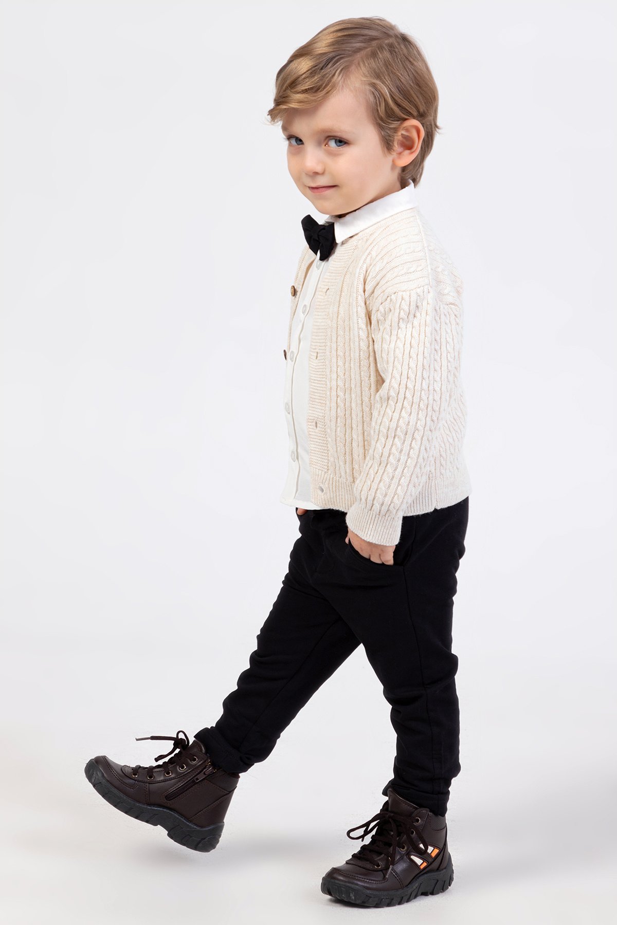 Erkek Bebek Hırkalı Gömlekli Papyonlu Takım Doğum Günü  Özel Gün  Şık