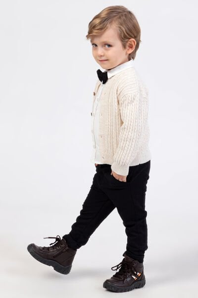 Erkek Bebek Hırkalı Gömlekli Papyonlu Takım Doğum Günü  Özel Gün  Şık