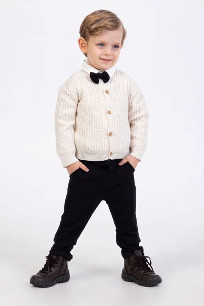 Erkek Bebek Hırkalı Gömlekli Papyonlu Takım Doğum Günü  Özel Gün  Şık