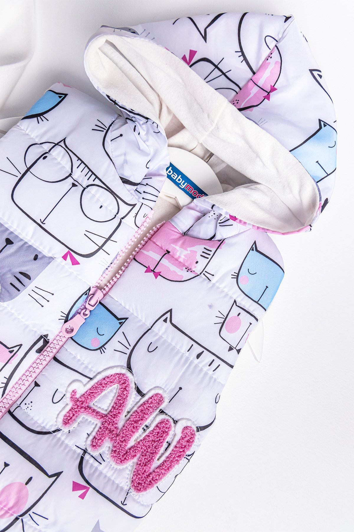 Kız Bebek Takım Kedi Desenli Kız Bebek Şişme Yelekli Takım