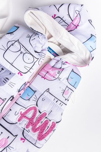 Kız Bebek Takım Kedi Desenli Kız Bebek Şişme Yelekli Takım