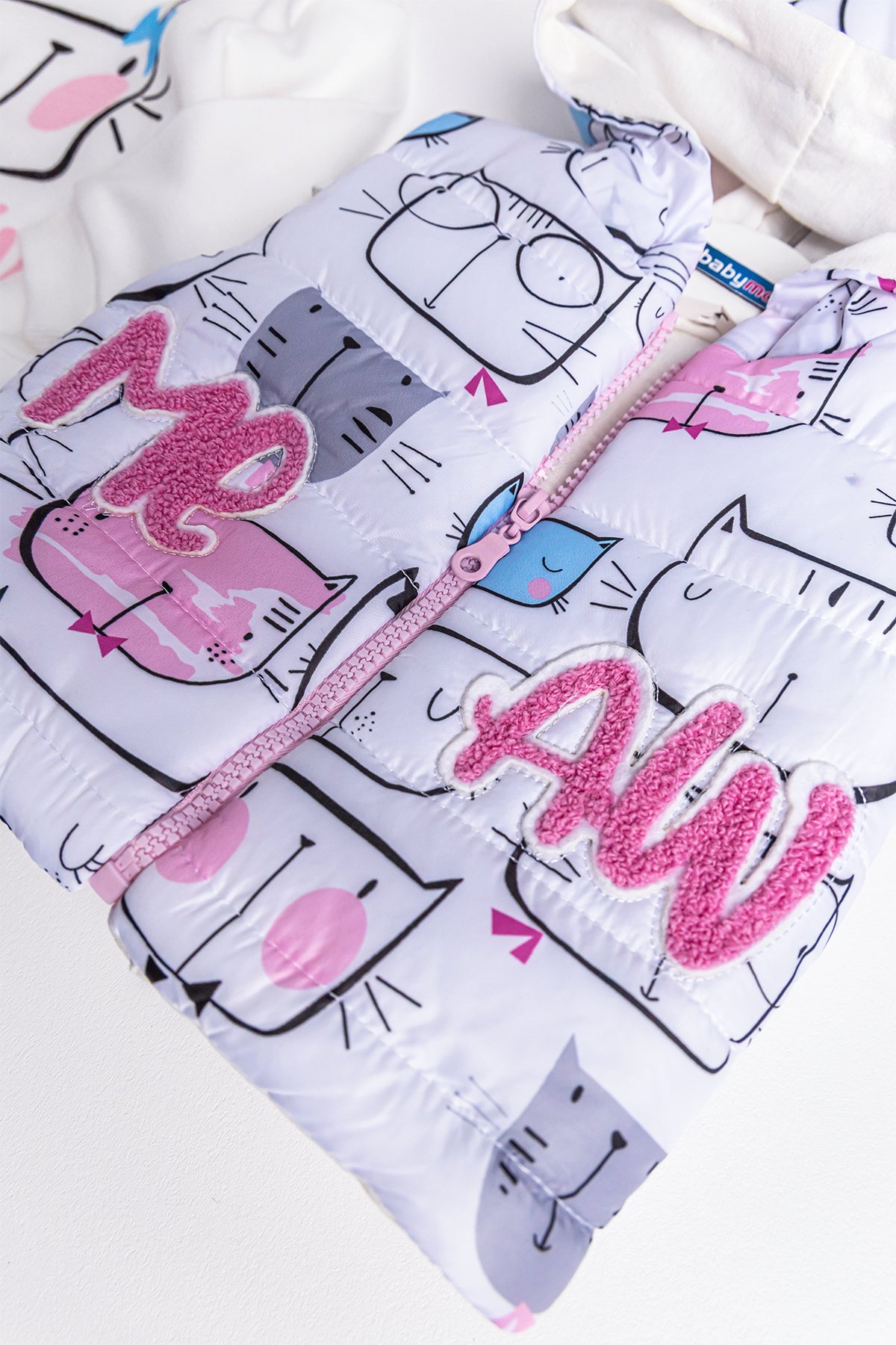 Kız Bebek Takım Kedi Desenli Kız Bebek Şişme Yelekli Takım