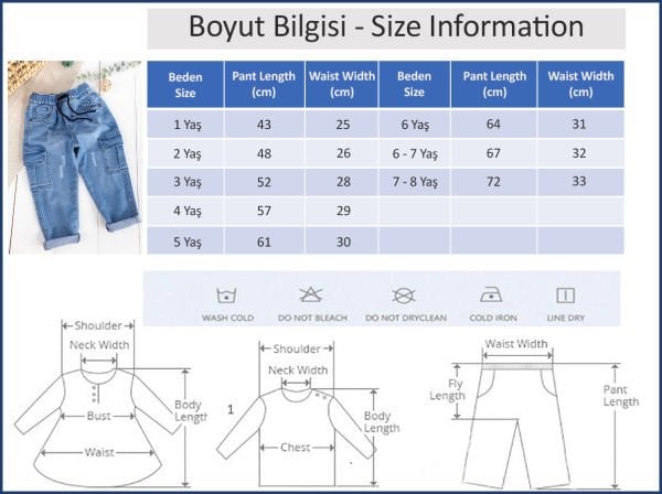 Kargo Cepli Denim Kumaş Beli Lastikli Erkek Çocuk Kot Pantolon