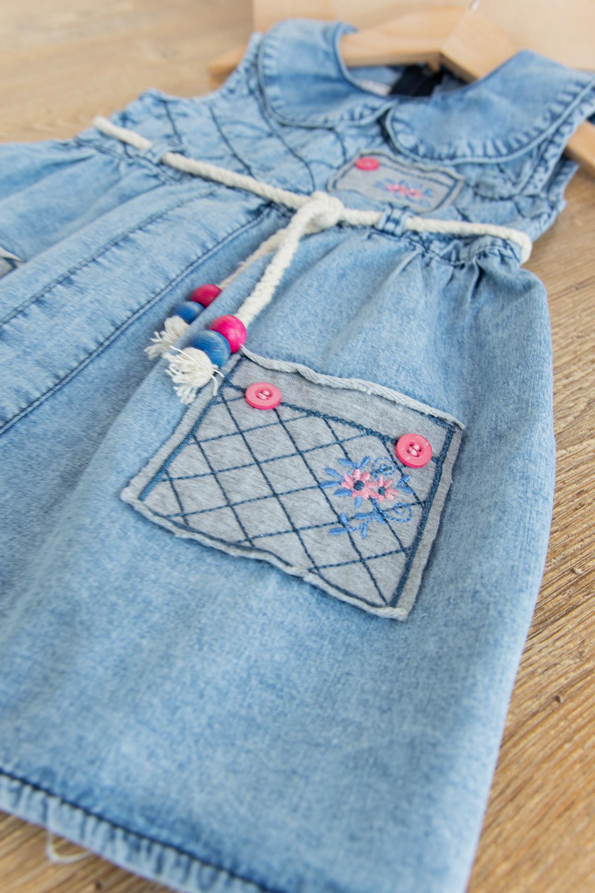 Kız Çocuk Askılı Yazlık Kot Elbise Çocuk Jile