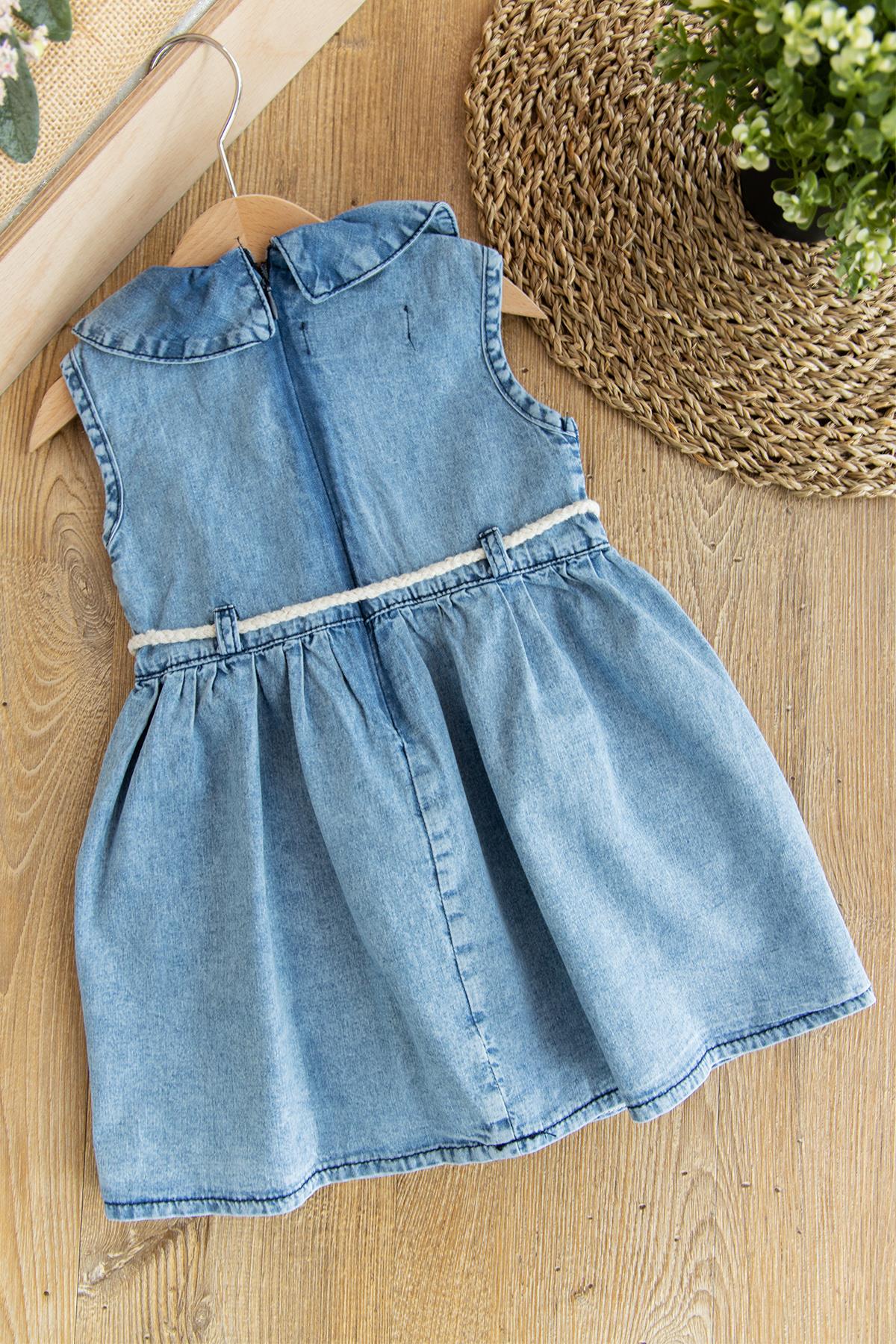 Kız Çocuk Askılı Yazlık Kot Elbise Çocuk Jile