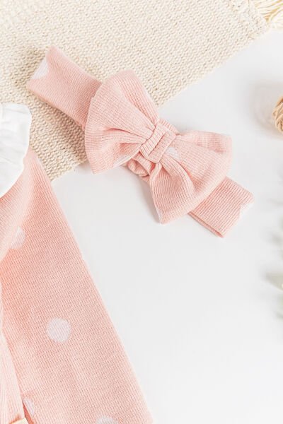 Puantiyeli Bandanalı Kız Bebek Tulum