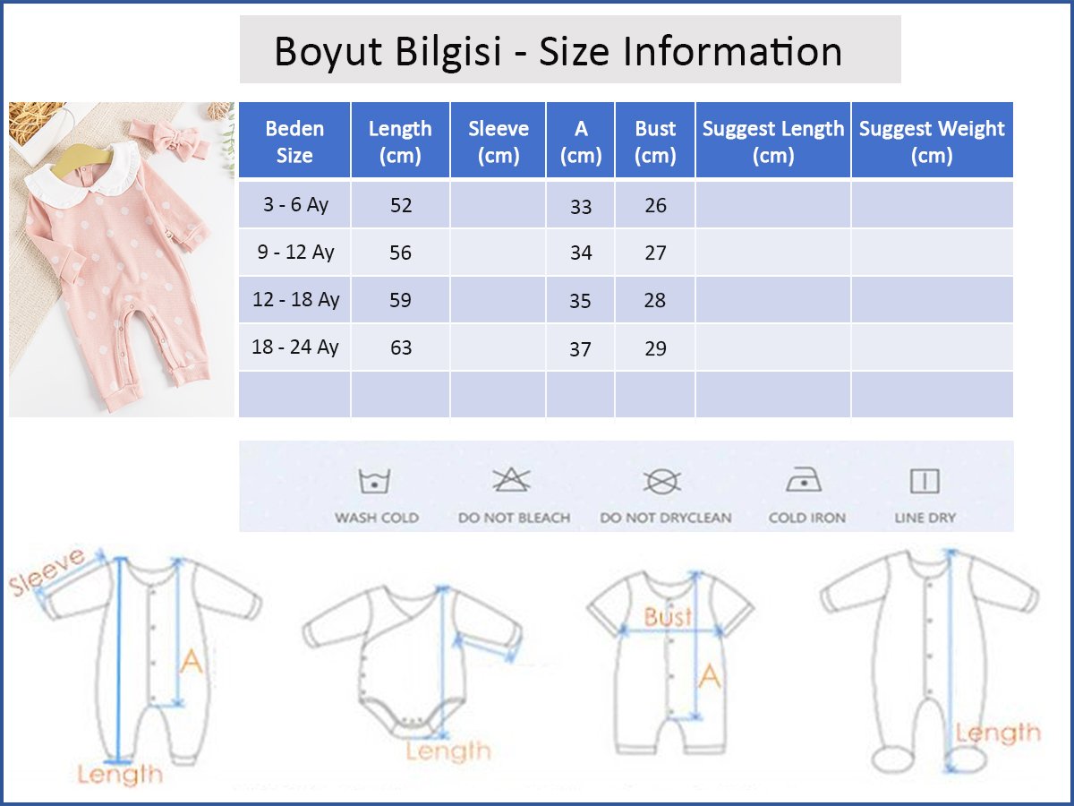 Puantiyeli Bandanalı Kız Bebek Tulum