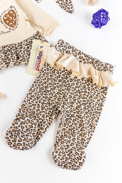 Leopar Baskılı 5 Parça Kız Bebek Hastane Çıkışı Bebek Takımı