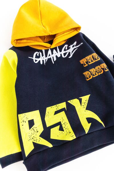 Kapüşonlu Yazı Baskılı Erkek Çocuk Eşofman Takımı