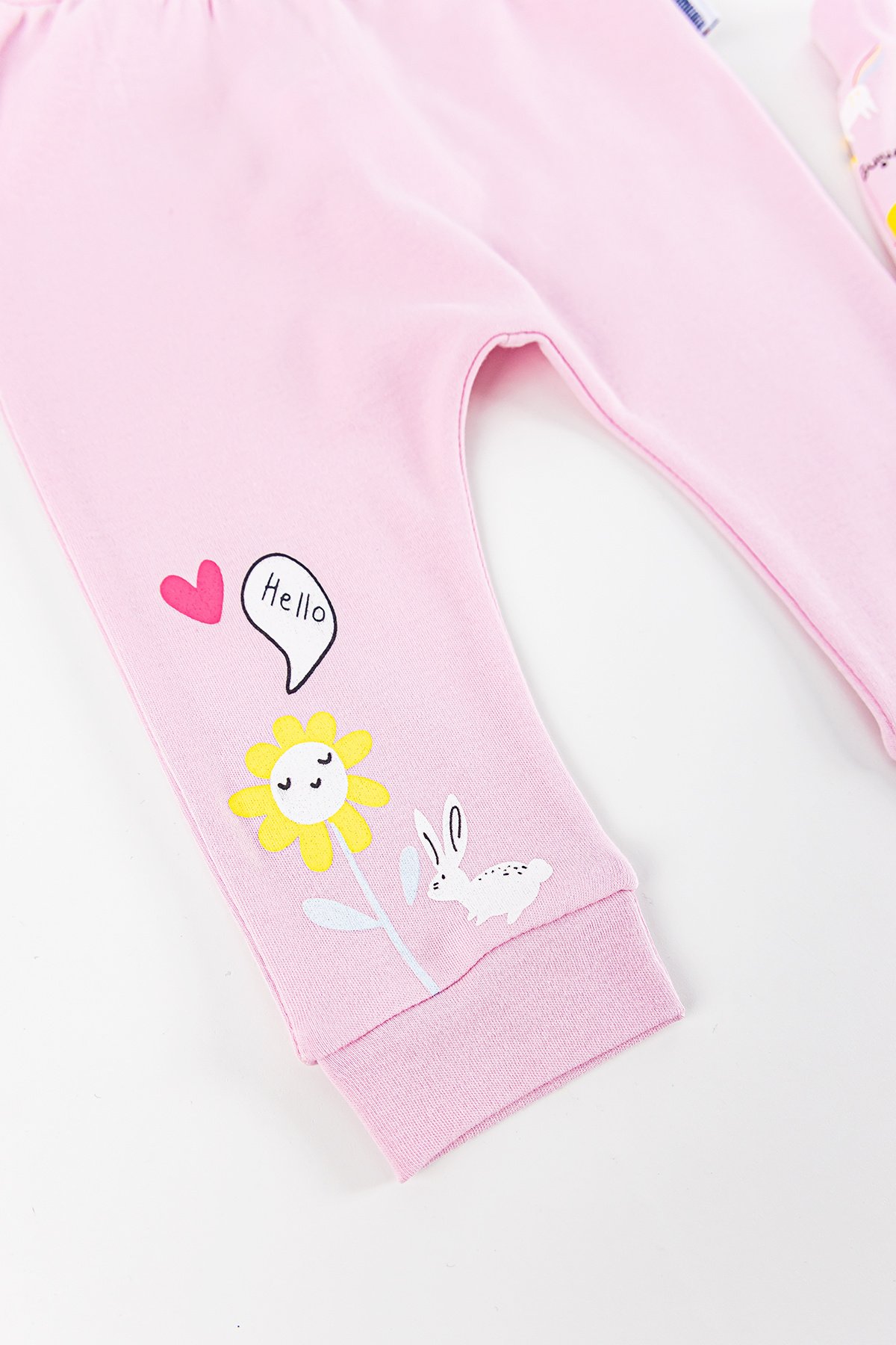 Gökkuşağı Desenli 2'li Kız Bebek Tek Alt Pantolon Takım