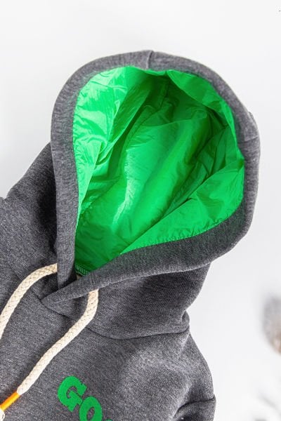 Kapüşonlu Çizgi Şeritli Erkek Çocuk Eşofman Takımı Füme - 4 Yaş