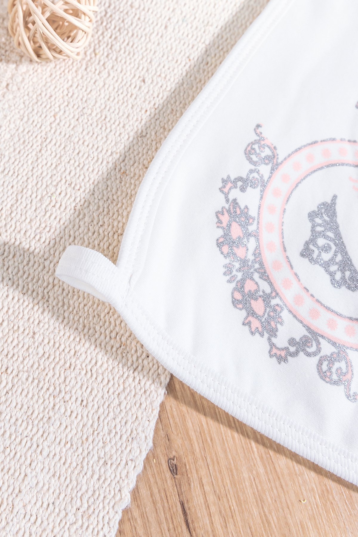 Prenses Baskılı Dantelli 2'li Pamuklu Bebek Havlu Seti