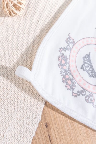 Prenses Baskılı Dantelli 2'li Pamuklu Bebek Havlu Seti