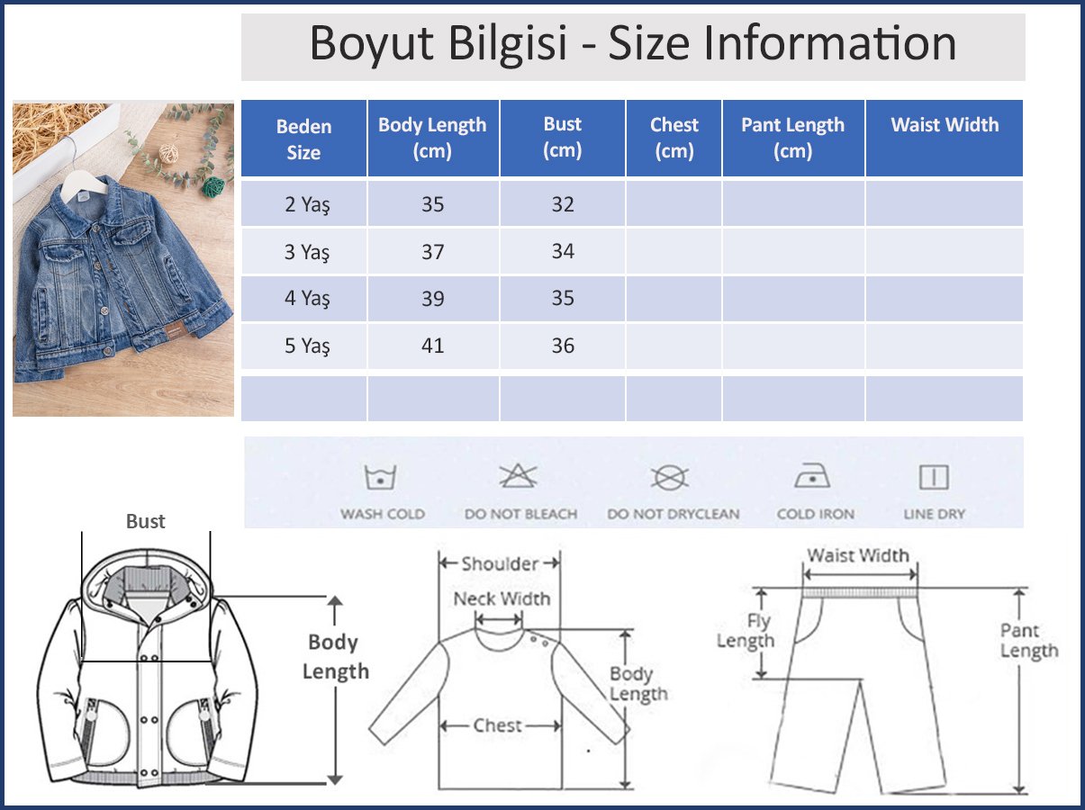 Düğmeli Cep Detaylı Çocuk Kot Ceket