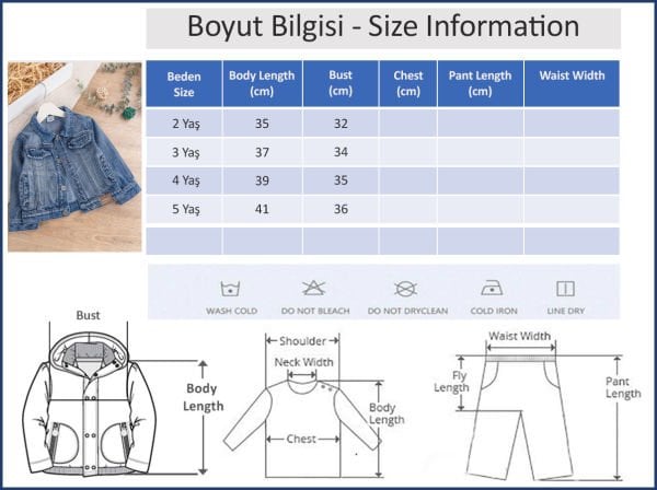 Düğmeli Cep Detaylı Çocuk Kot Ceket