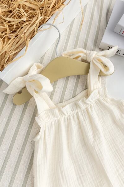 Müslin %100 pamuk Kız bebek Yazlık İp Askılı Tulum