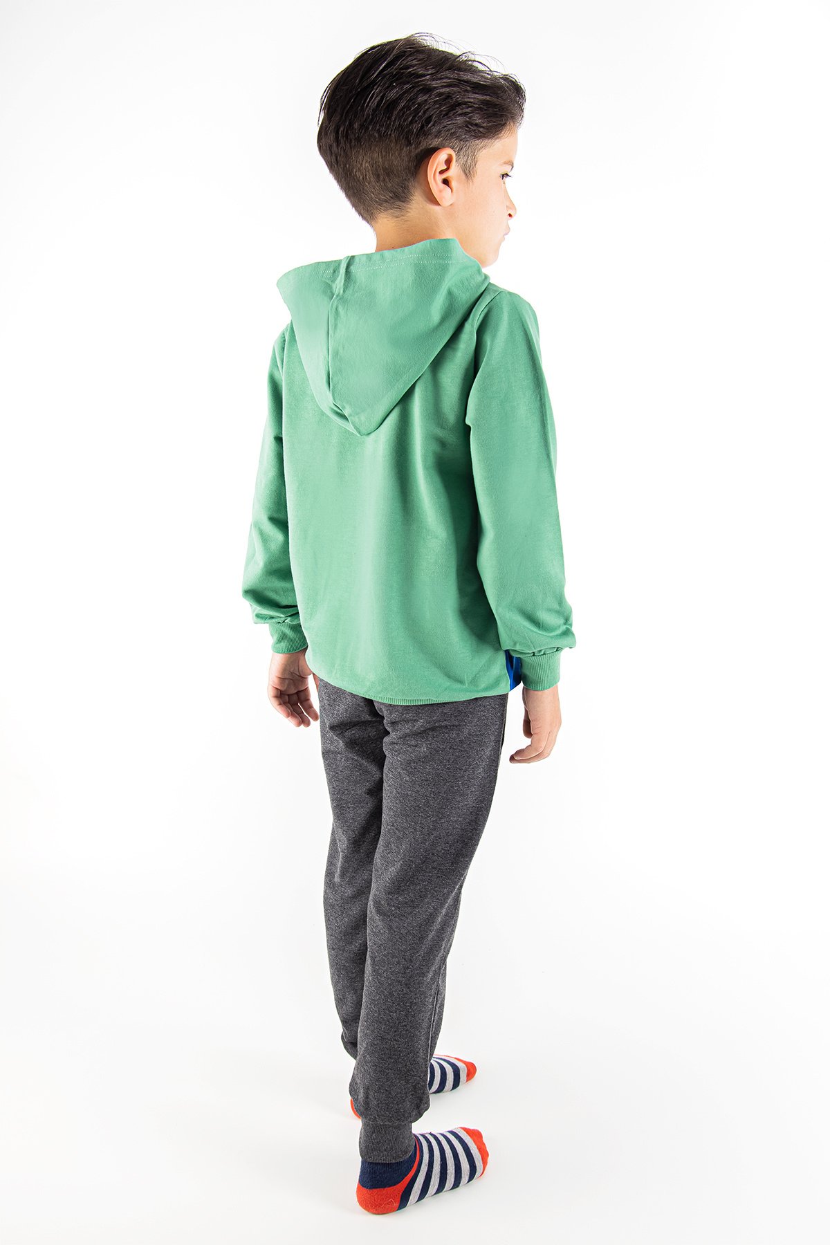 Fermuar Detaylı Kapüşonlu Erkek Çocuk Eşofman takımı