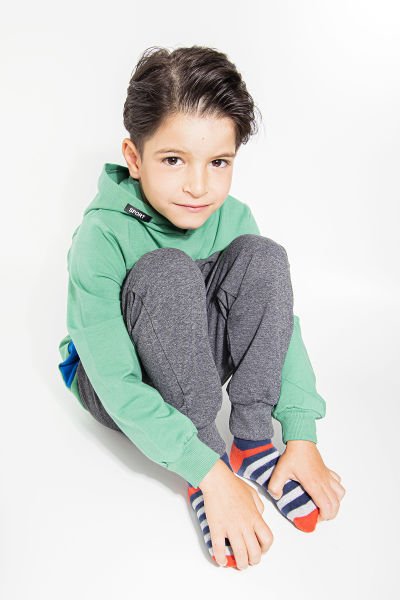 Fermuar Detaylı Kapüşonlu Erkek Çocuk Eşofman takımı