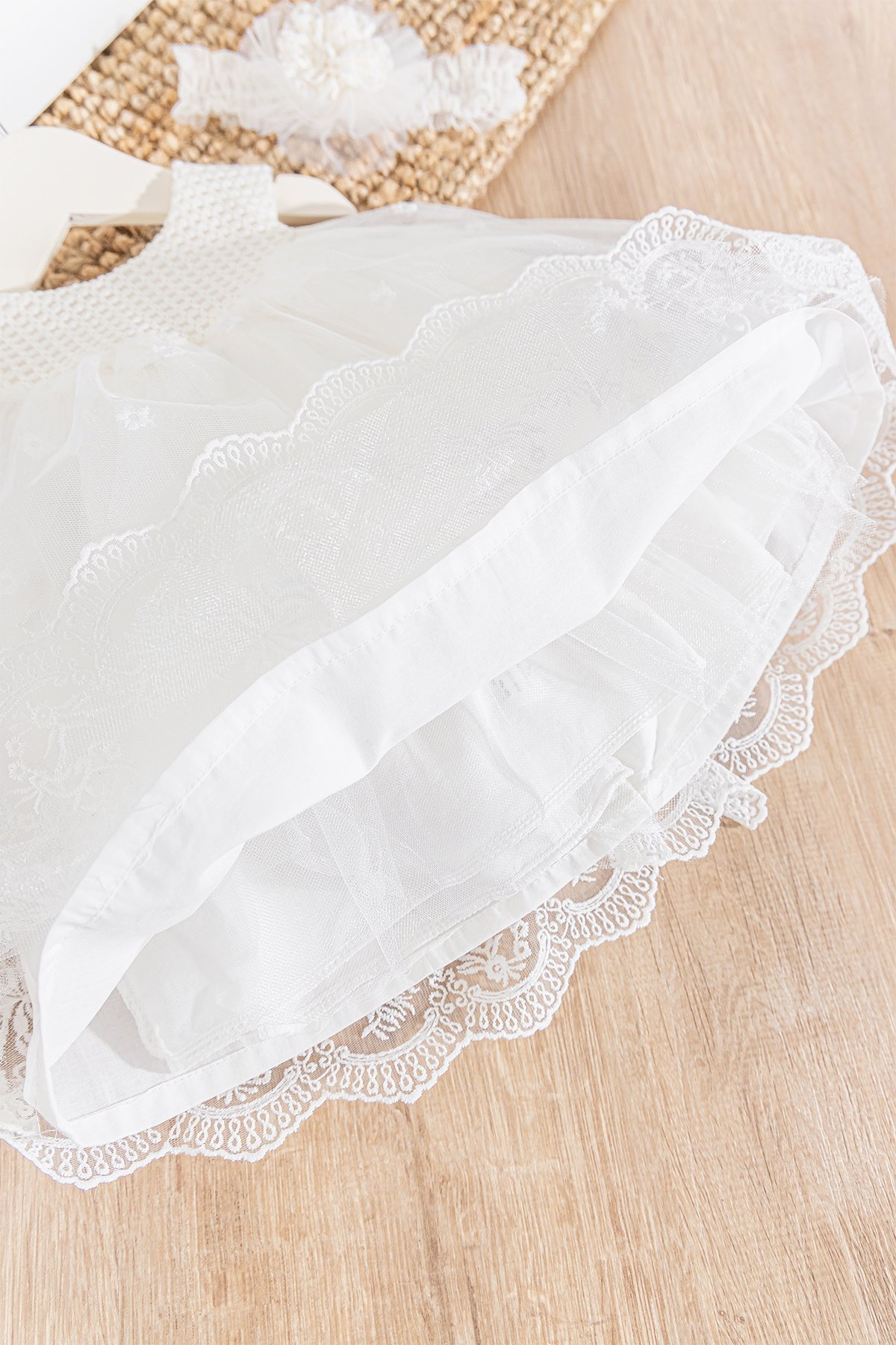 Çiçek Desenli Bandanalı Kız Bebek Abiye Elbise Bebek Mevlütlük