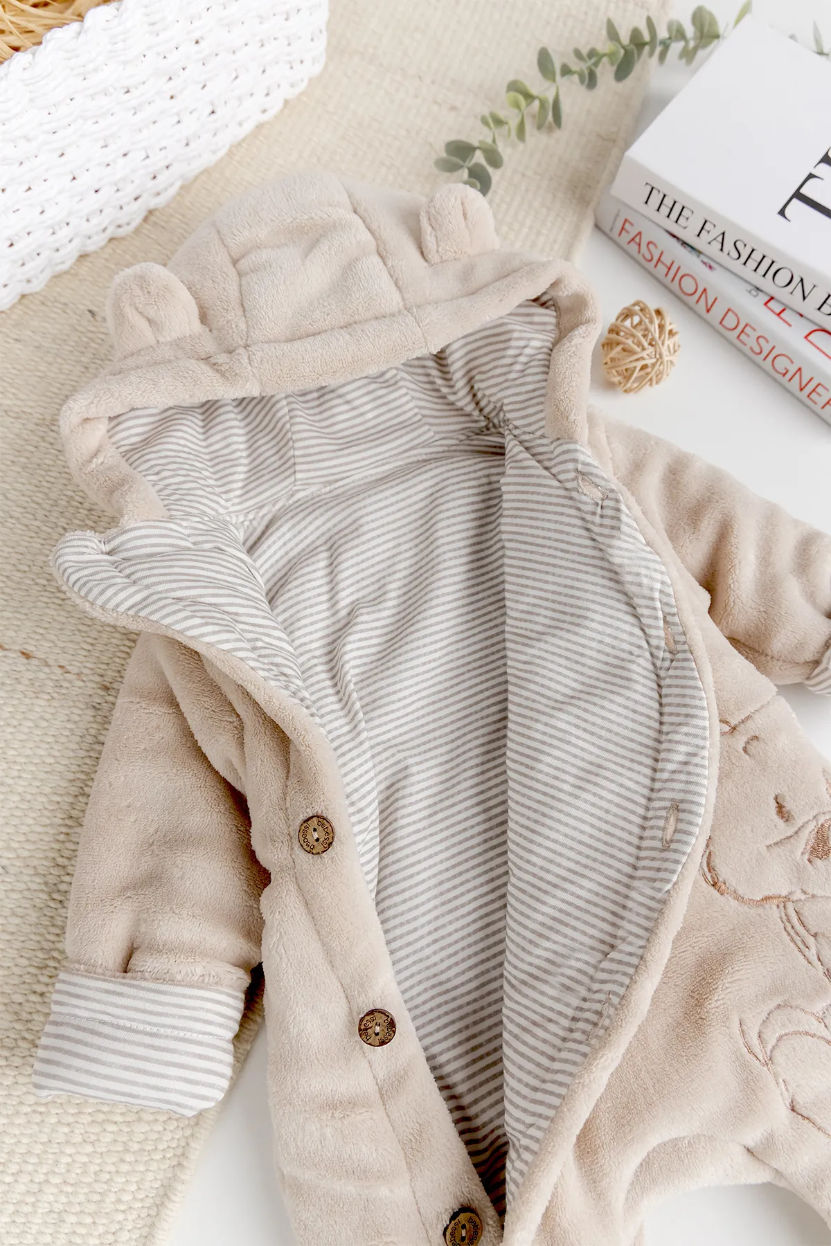 Ayıcık Figürlü Welsoft Peluş Astronot  Kışlık Kız Erkek Bebek Tulum