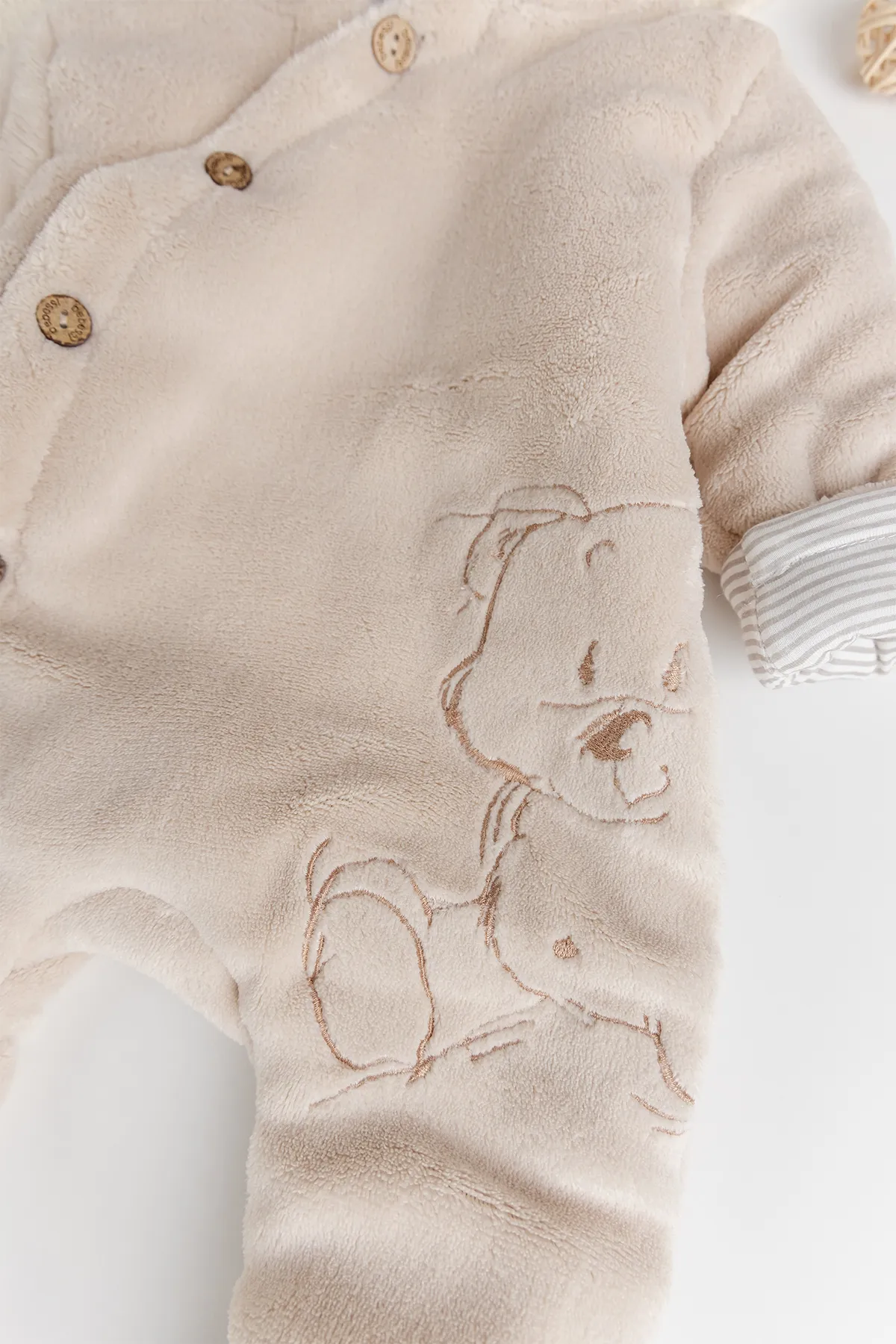 Ayıcık Figürlü Welsoft Peluş Astronot  Kışlık Kız Erkek Bebek Tulum