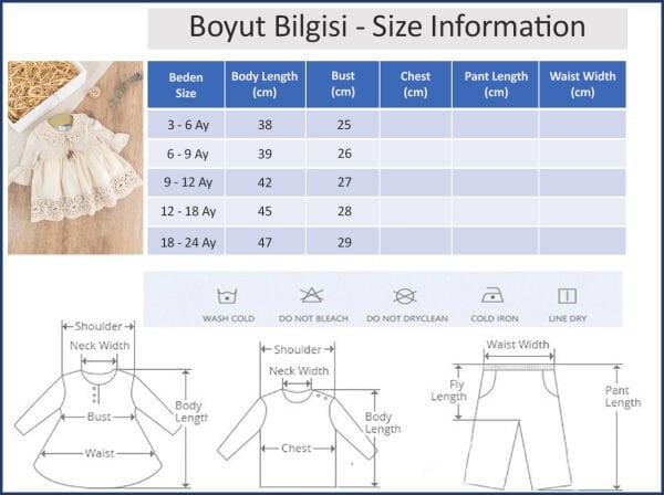 Dantel Detaylı Dokuma Kumaş Kız Bebek Elbise