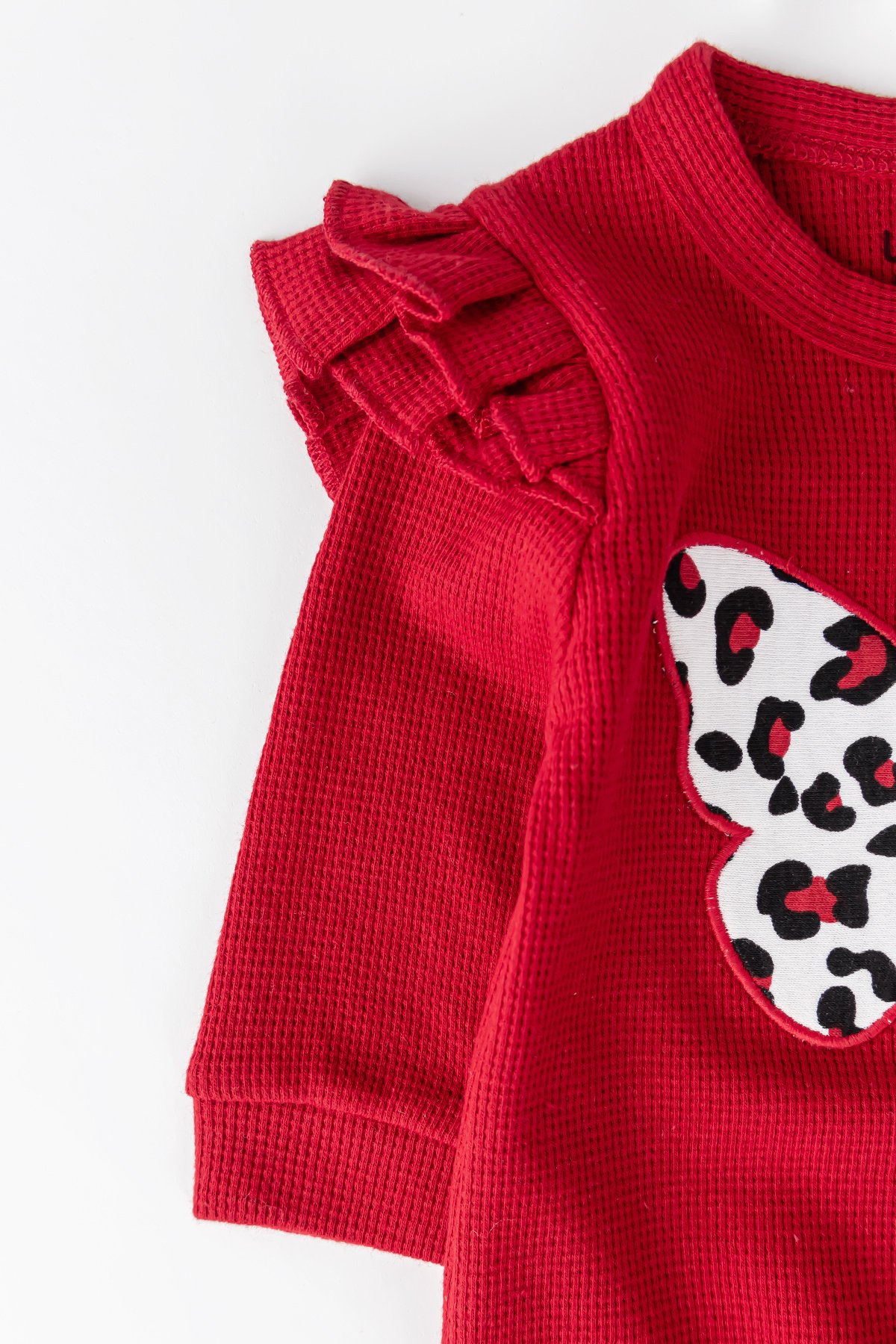 Kelebek İşlemeli Leopar Desenli 2'li Uzun Kollu Pamuklu Kız Bebek Tulum Takım