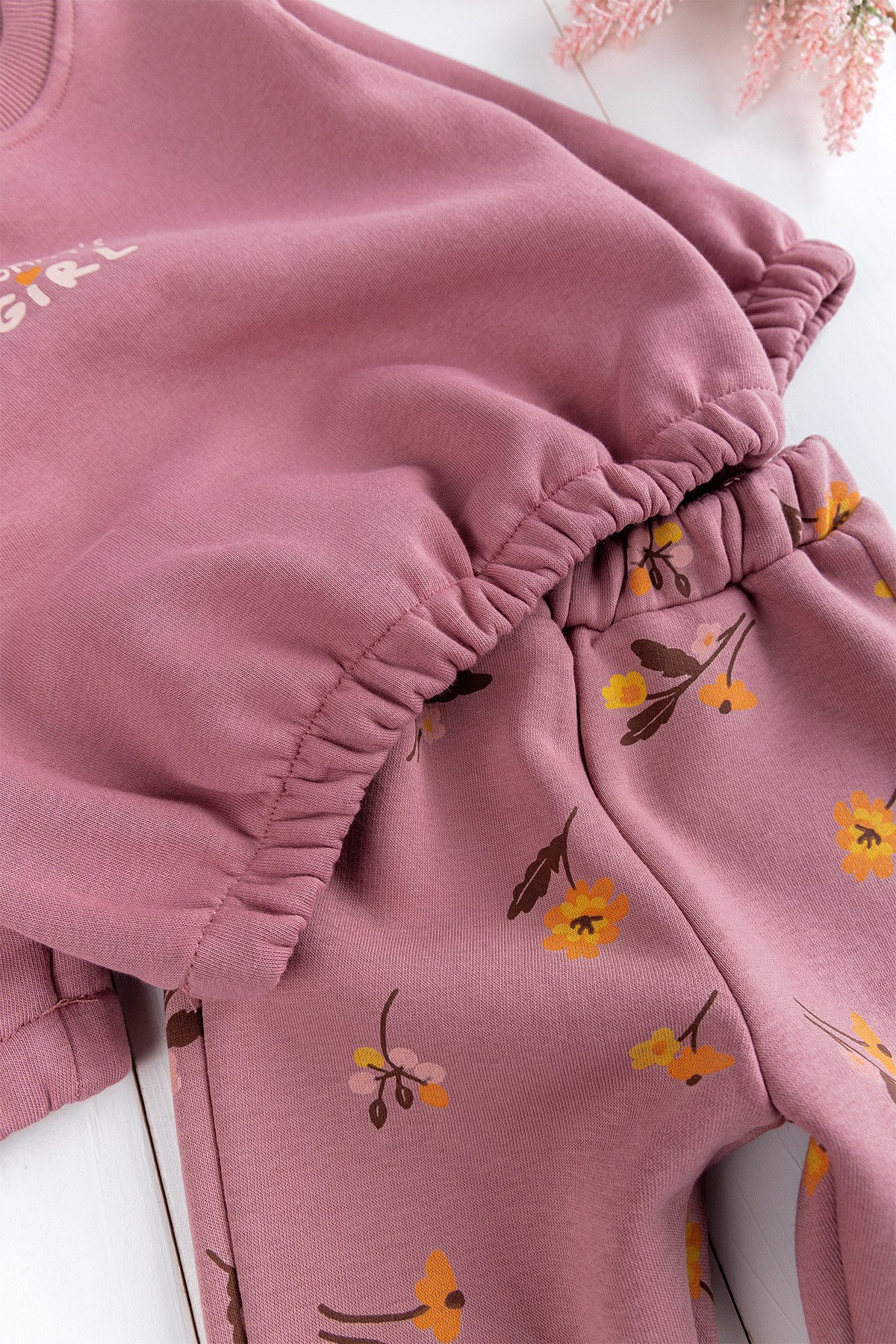 Çiçek Desenli 2'li Kışlık Kız Bebek Takım