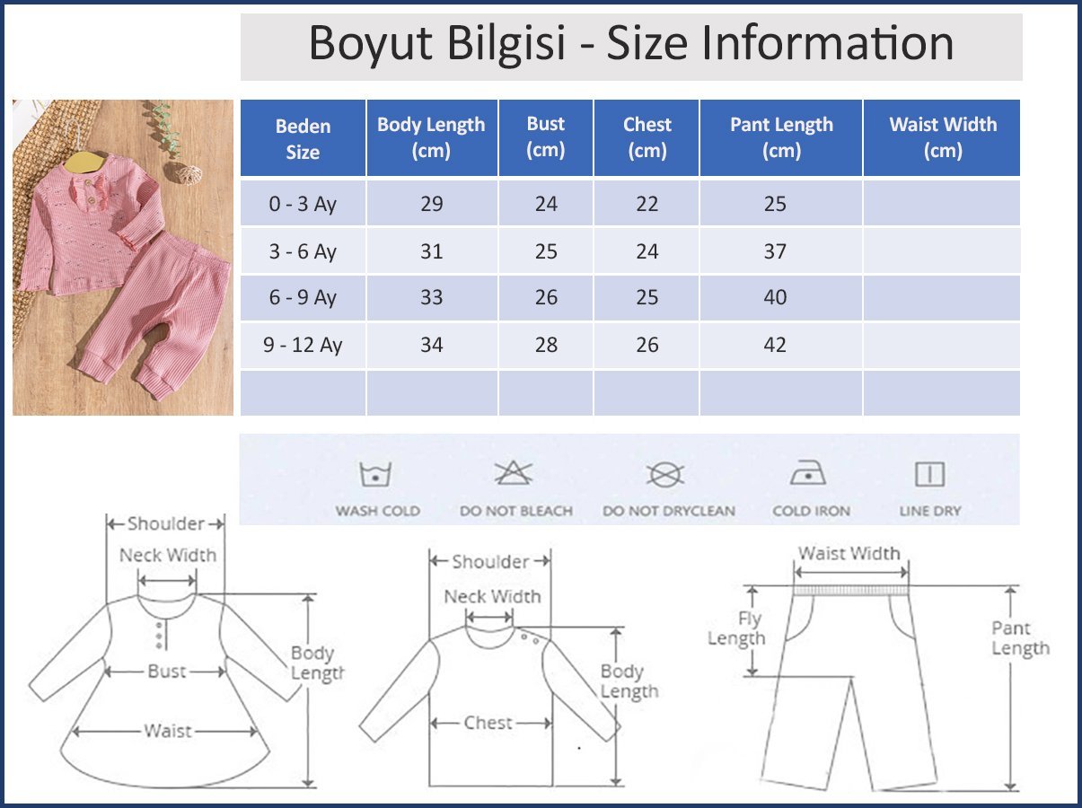 Tavşan Desenli Fırfırlı 2'li Kız Bebek Takım