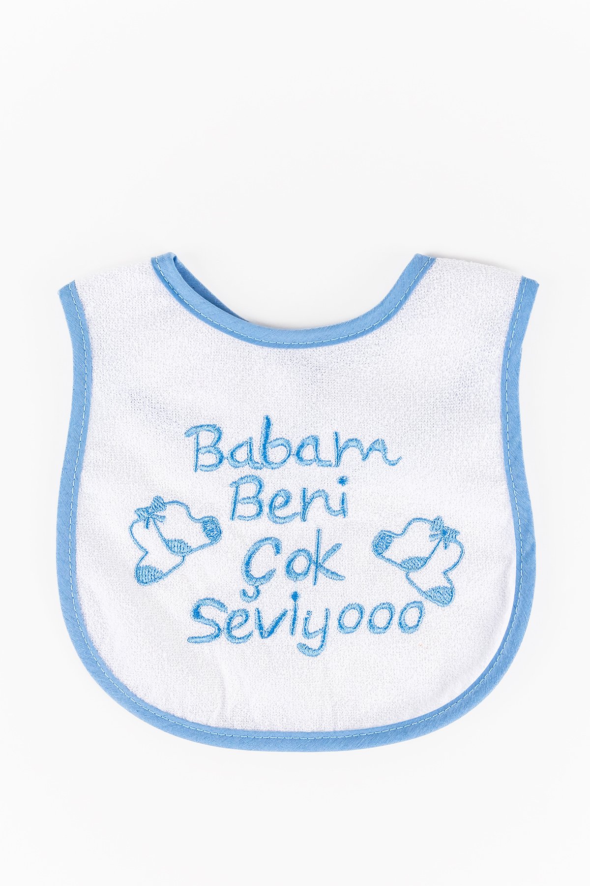Babam Beni Çok Seviyo Yazılı Erkek Bebek Mama Önlüğü