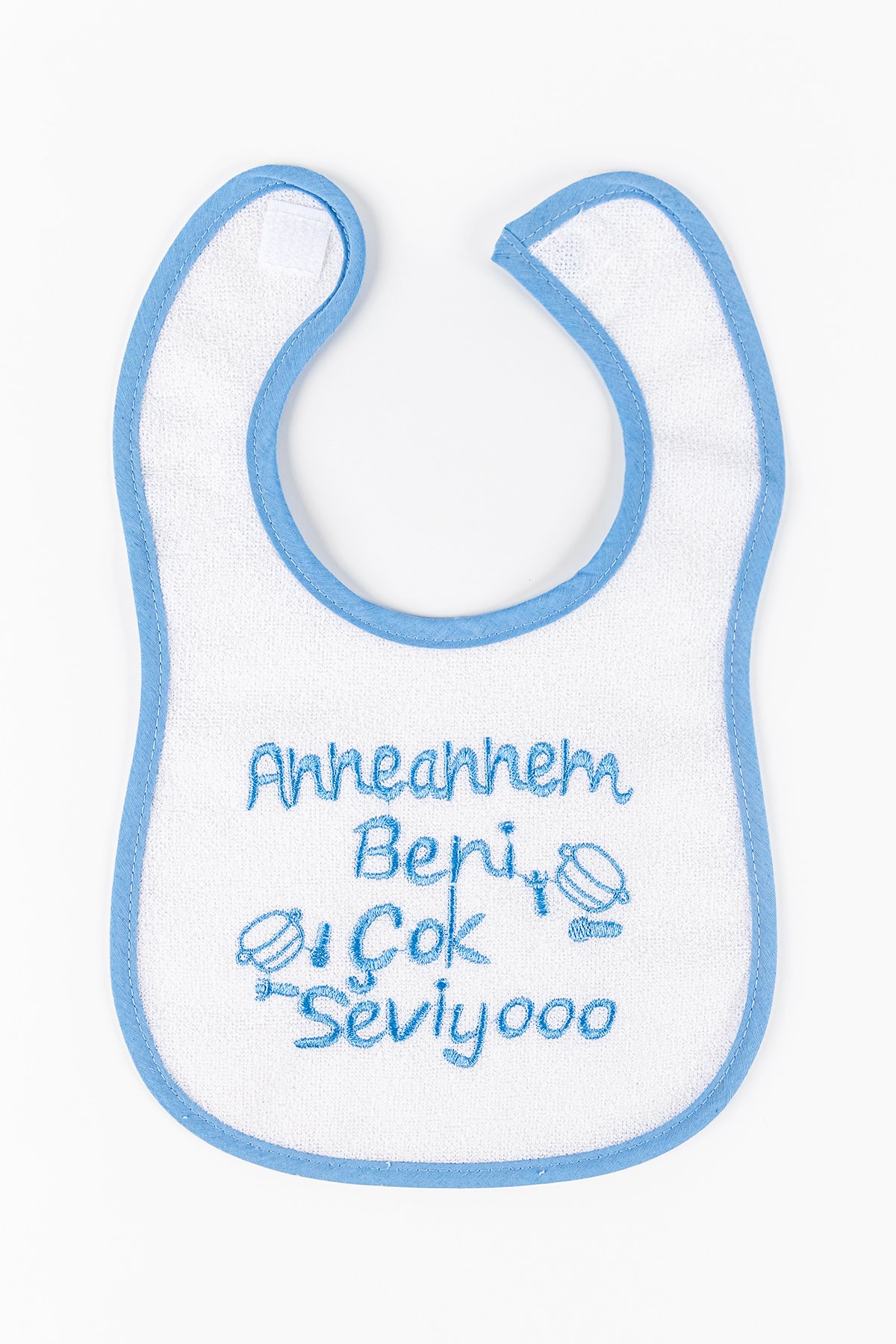 Anneannem Beni Çok Seviyo Yazılı Erkek Bebek Su Geçirmez Mama Önlüğü